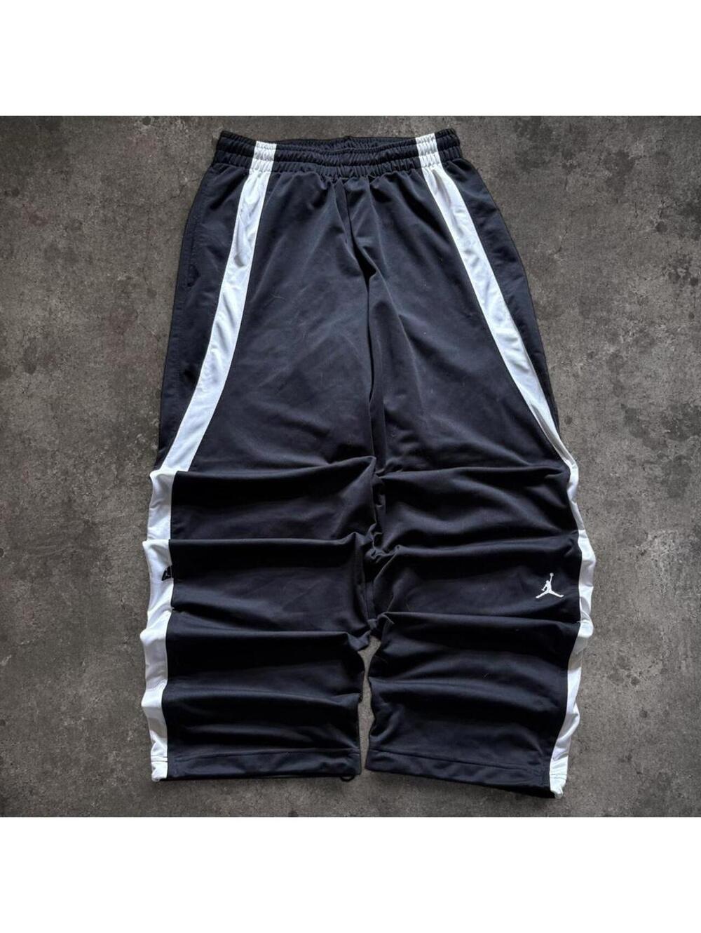 Fire Air Jordan black wide leg sweatpants with white side stripes